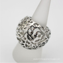 Hollow Flower Big Stainless Steel Cocktail Party Ring
